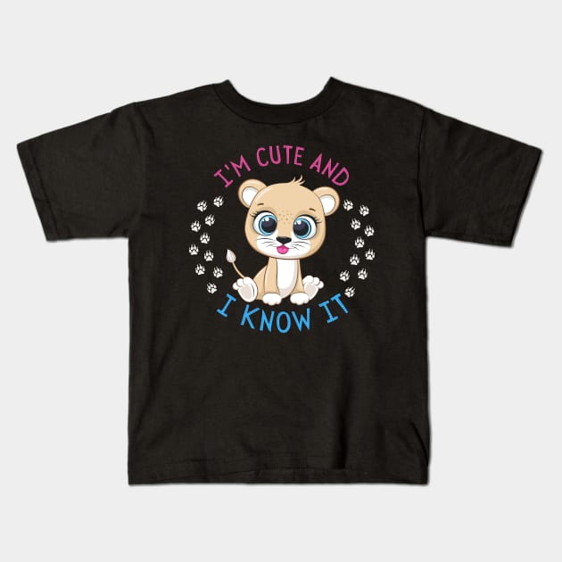 I'm Cute and I know it Kids T-Shirt by BoogieCreates